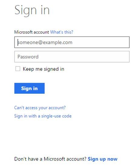 signin with microft account